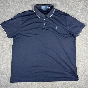 Polo Ralph Lauren Men Custom Slim Fit Navy Blue Polo Shirt XXL Performance Golf